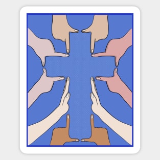 Hands forming a cross Sticker